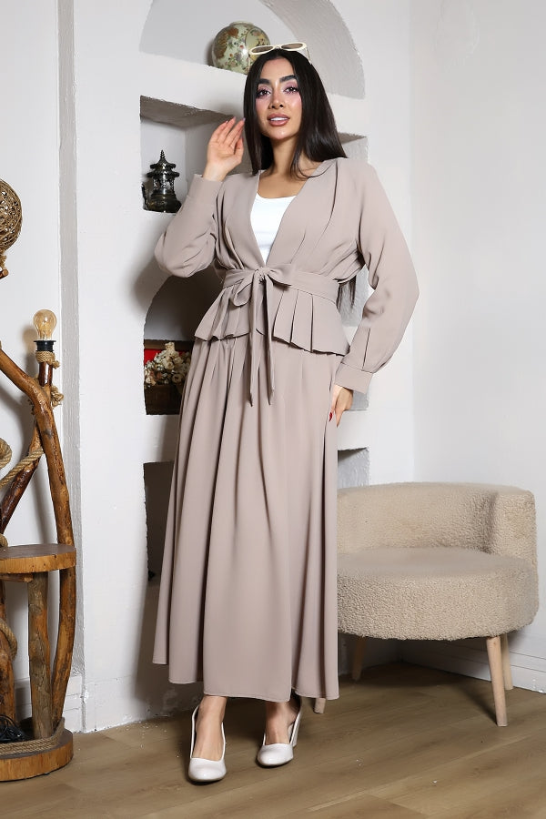 KEMER DETAYLI BLUZ ETEK TAKIM