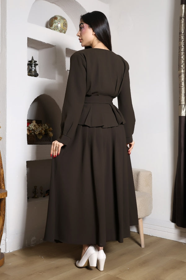 KEMER DETAYLI BLUZ ETEK TAKIM