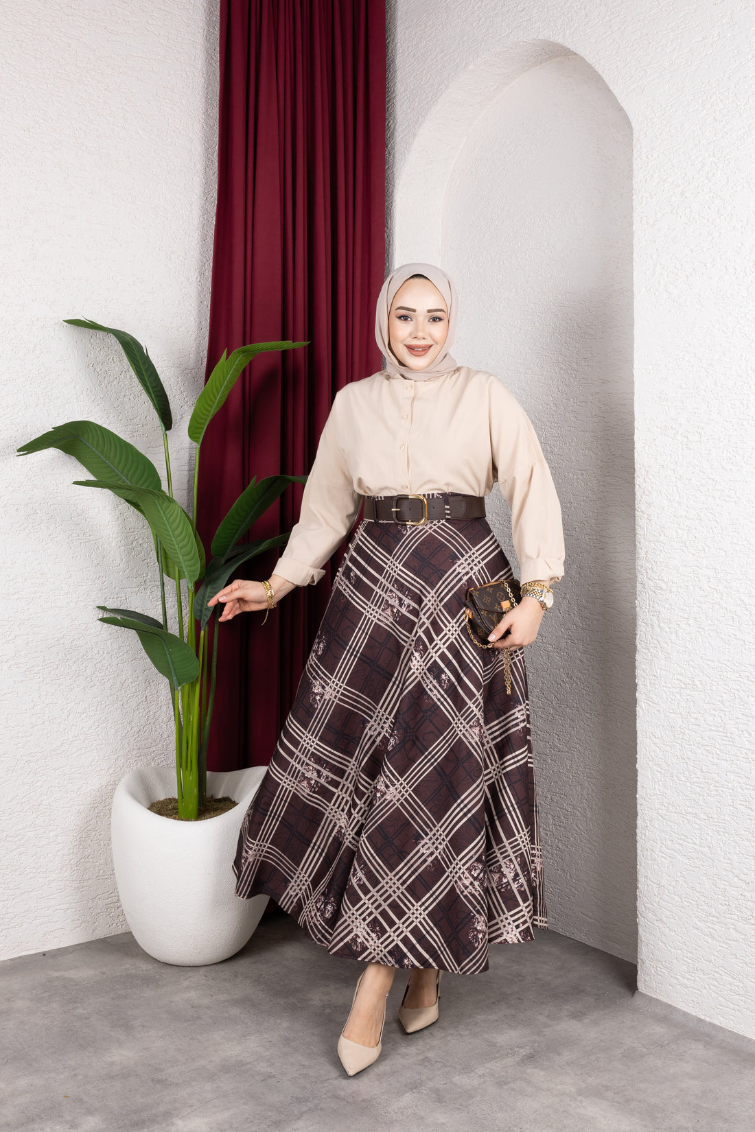 zr saten ekose kahve etek